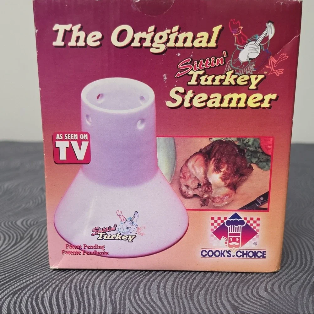 Cook's Choice Sittin' Turkey Steamer Ceramic white as seen on TV 06051